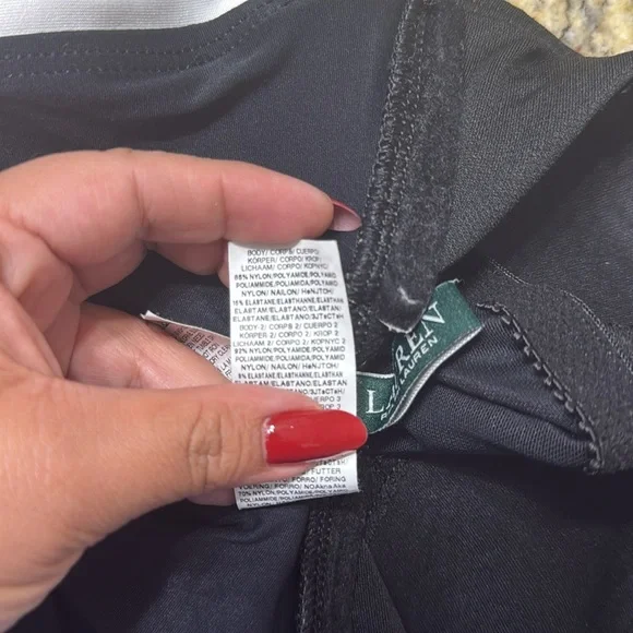 Lauren Ralph Lauren Bel Air Solids Shirred Bandeau black and white Size 4 - Picture 4 of 6